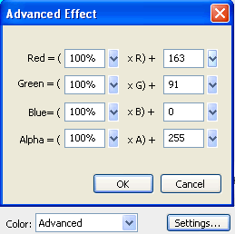 change the color of a symbol in Flash cs3
