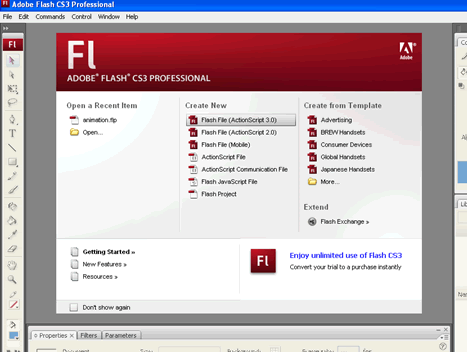 New Flash CS3 Document