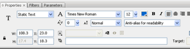 text properties in flash cs3