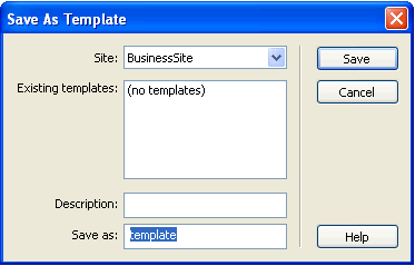 save-dreamweaver-template